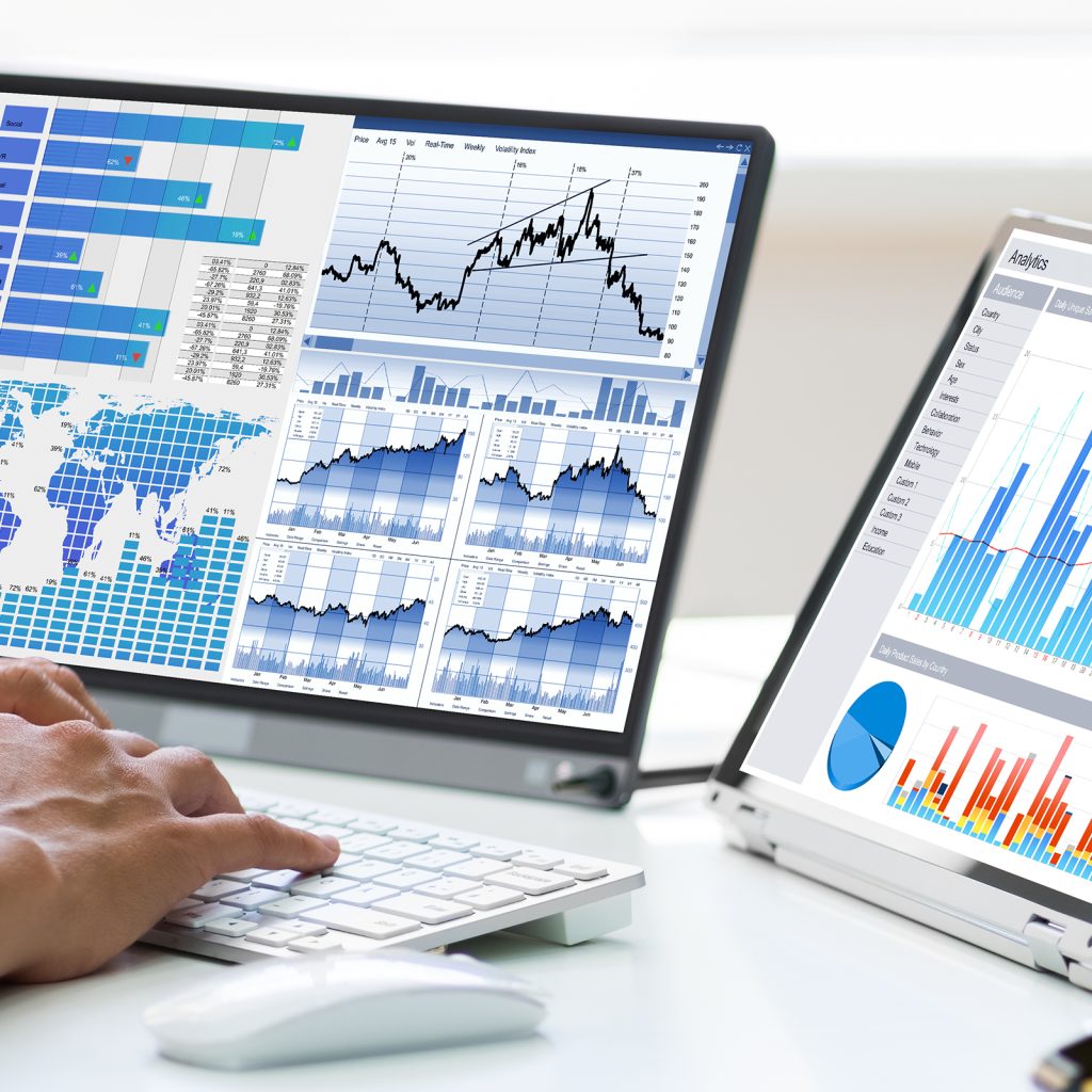 two screens showing data forecast graphs